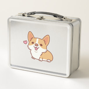 Niedlich Lächeln Corgi Hund Metall Brotdose