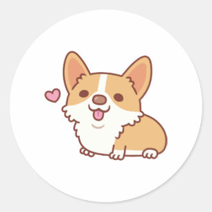 Niedlich Lächeln Corgi Hund Runder Aufkleber