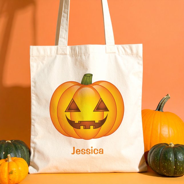 Niedlich Lächeln Halloween Kürbislaterne Pumpkin Tragetasche (Disclaimer: This image is a digital mockup.)