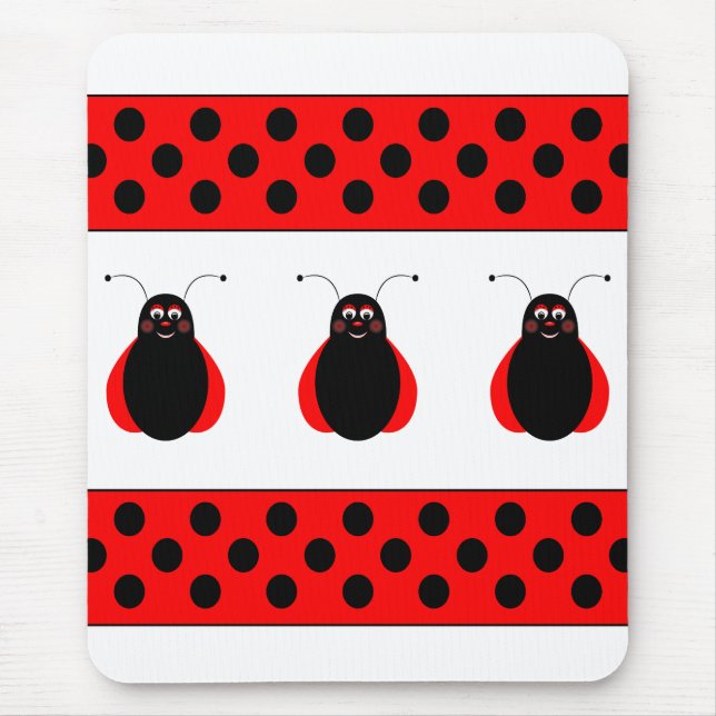 Niedlich Lächeln Ladybug Mousepad (Vorne)