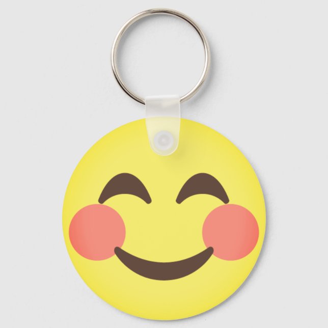 Niedlich lächelnd Emoji Schlüsselanhänger (Vorderseite)