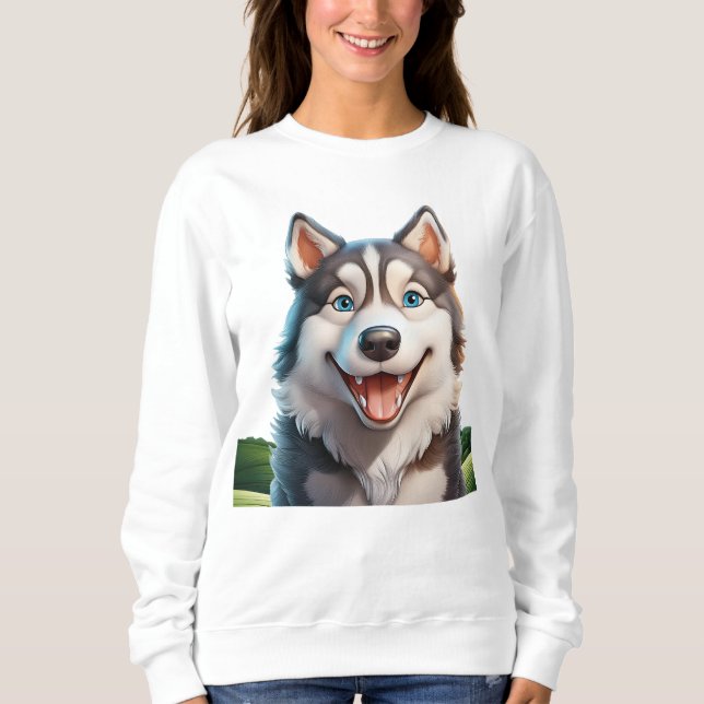 Niedlich lächelnd husky sweatshirt (Vorderseite)