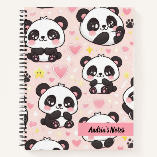 Niedlich Lächelnd Panda Muster Pink Personalisiert Notizbuch