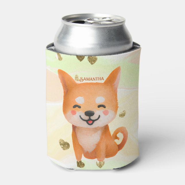 Niedlich lächelnd Shiba Inu Dosenkühler (Kanne Vorderseite)