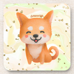 Niedlich lächelnd Shiba Inu Getränkeuntersetzer