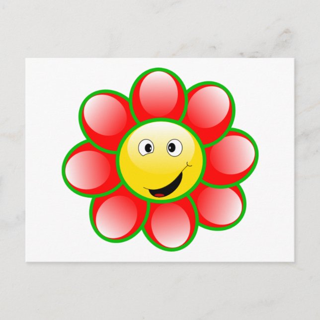 Niedlich Lächelnde Blume Postkarte (Vorderseite)