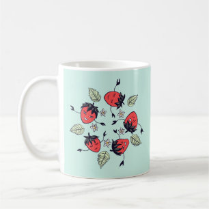 Niedlich Lächelnde Erdbeercharaktere Spaß Cartoon  Kaffeetasse