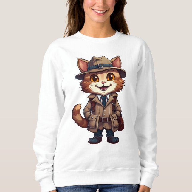Niedlich lächelnde Katze Sweatshirt (Vorderseite)
