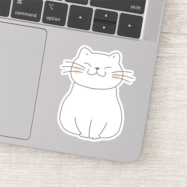Niedlich Lächelnde Katze Zeichnend Aufkleber (Detail)