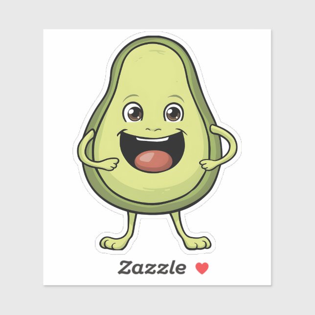 Niedlich Lächelnder Cartoon Avocado Aufkleber (Blatt)