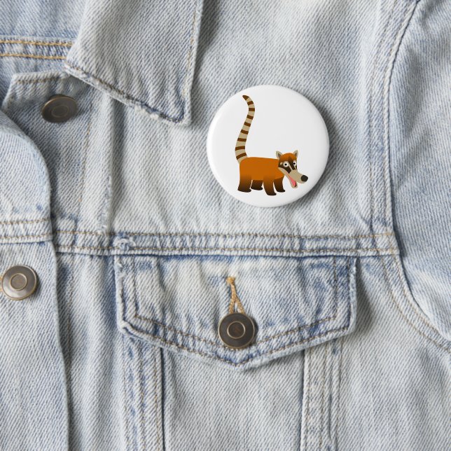 Niedlich Lächelnder Cartoon Coatimundi Button (Beispiel)