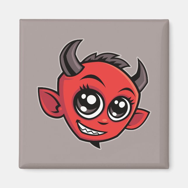 Niedlich lächelnder Cartoon Devil Magnet (Vorne)