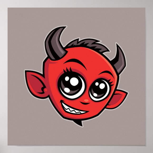 Niedlich lächelnder Cartoon Devil Poster (Vorne)