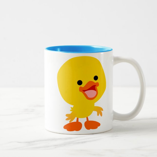 Niedlich Lächelnder Cartoon Entlein Tasse (Rechts)