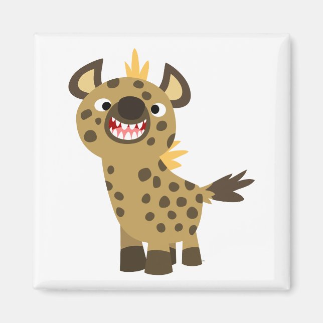 Niedlich Lächelnder Cartoon Hyena Magnet (Vorne)