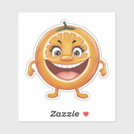 Niedlich lächelnder Cartoon Orange Fruit Aufkleber