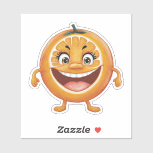 Niedlich lächelnder Cartoon Orange Fruit Aufkleber