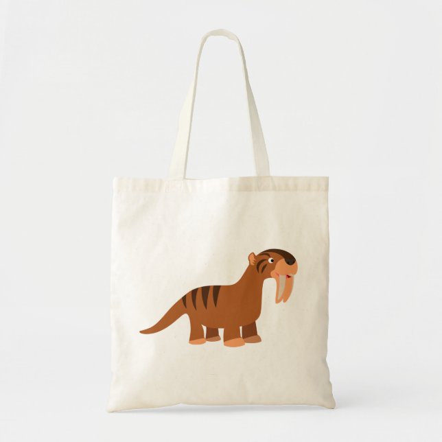 Niedlich Lächelnder Cartoon Thylacosmilus Bag Tragetasche (Vorne)