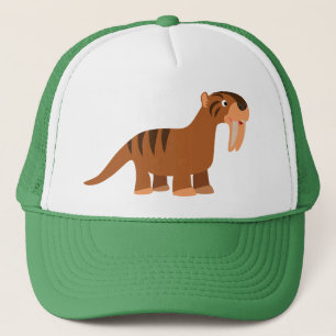 Niedlich Lächelnder Cartoon Thylacosmilus Hat Truckerkappe