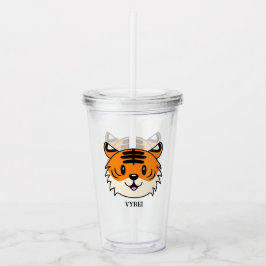 Niedlich Lächelnder Cartoon Tiger Acryltrinkbecher