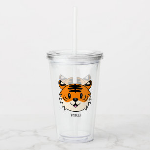 Niedlich Lächelnder Cartoon Tiger Acryltrinkbecher