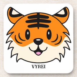 Niedlich Lächelnder Cartoon Tiger Getränkeuntersetzer