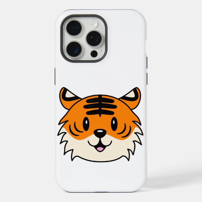 Niedlich Lächelnder Cartoon Tiger iPhone 15 Pro Max Hülle (Rückseite)