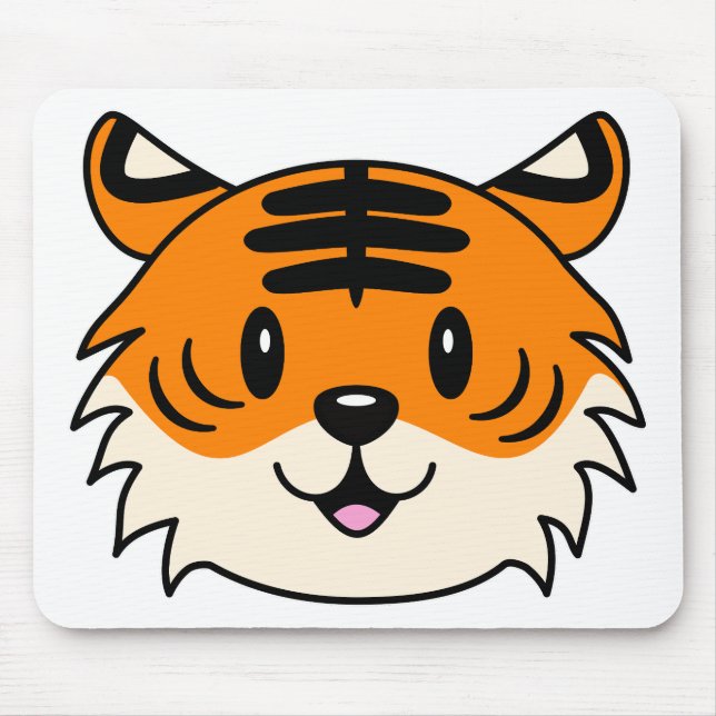 Niedlich Lächelnder Cartoon Tiger Mousepad (Vorne)