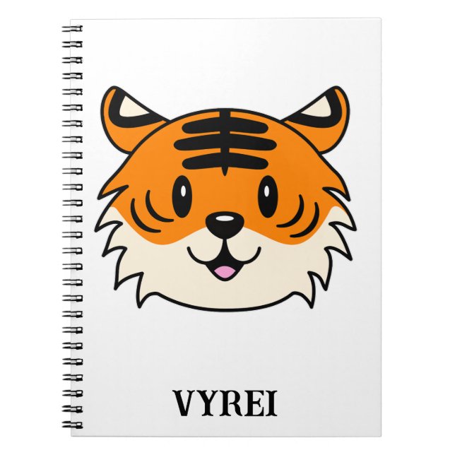 Niedlich Lächelnder Cartoon Tiger Notizblock (Vorderseite)