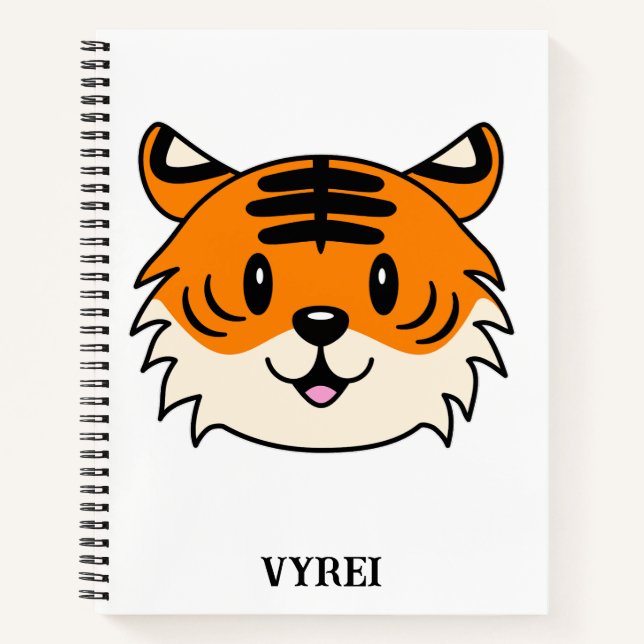 Niedlich Lächelnder Cartoon Tiger Notizbuch (Vorderseite)