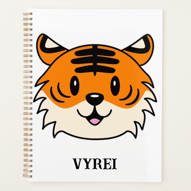 Niedlich Lächelnder Cartoon Tiger Planer (Vorderseite)