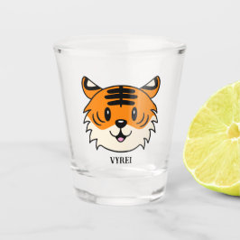 Niedlich Lächelnder Cartoon Tiger Schnapsglas
