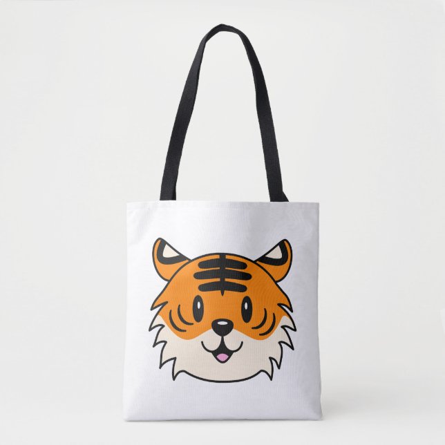 Niedlich Lächelnder Cartoon Tiger Tasche (Vorderseite)