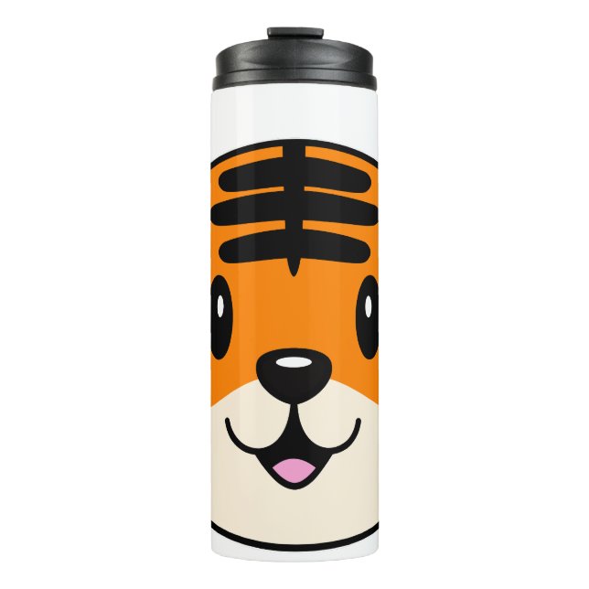 Niedlich Lächelnder Cartoon Tiger Thermosbecher (Vorderseite)