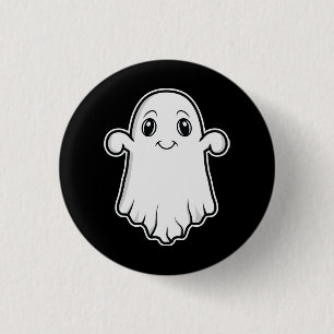 Niedlich Lächelnder Geist Cartoon Illustration Hal Button