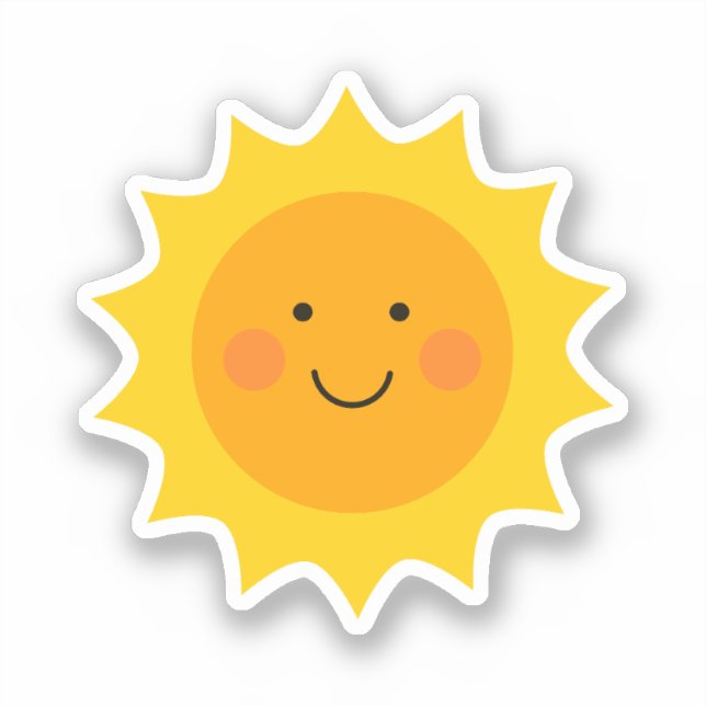 Niedlich lächelnder Sonnenaufkleber Aufkleber (Vorderseite)