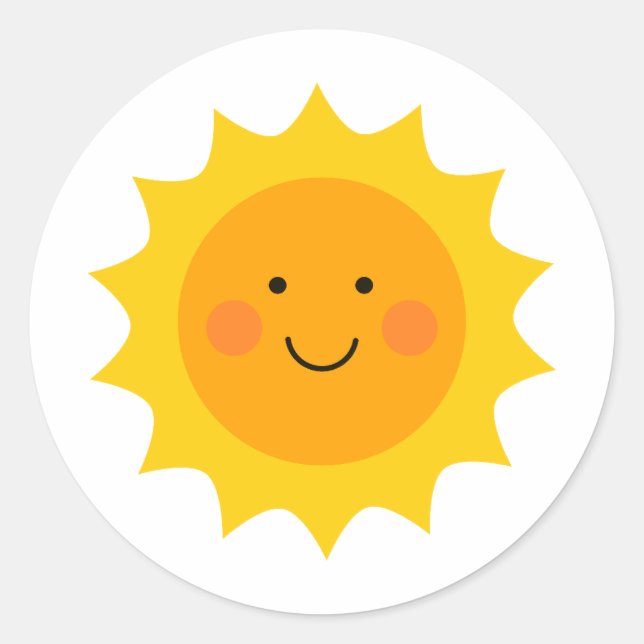 Niedlich lächelnder Sonnenaufkleber Runder Aufkleber (Vorderseite)