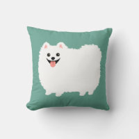 Niedlich lächelnder weißer Spitz Happy Fluffy Hund