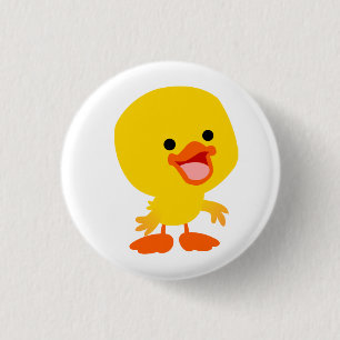 Niedlich Lächelndes Cartoon Duckling Button Abzeic