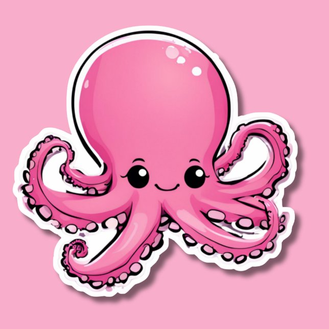 Niedlich Lächelrosa Oktopus Aufkleber (Von Creator hochgeladen)