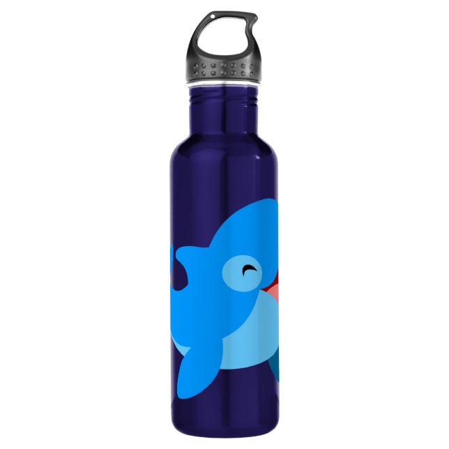 Niedlich-lachend Cartoon Dolphin Edelstahlflasche (Vorderseite)