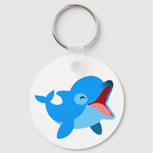 Niedlich-lachend Cartoon Dolphin Schlüsselanhänger (Vorderseite)