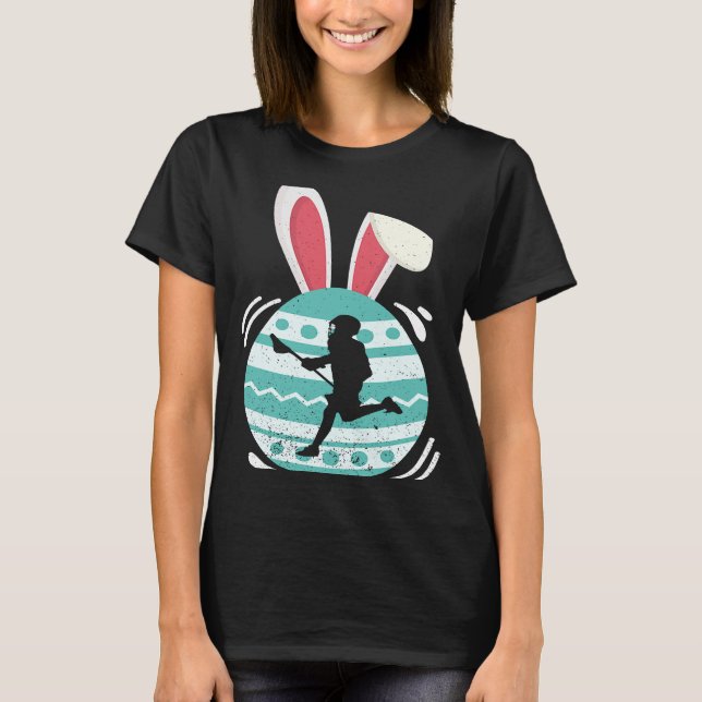 Niedlich Lacrosse Ostereier Bunny Kostüm Ostern Da T-Shirt (Vorderseite)
