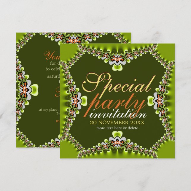 Niedlich Lacy Fresh Green Girls Party Einladungen (Vorne/Hinten)