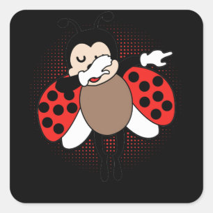 Niedlich Ladybug Dabbing Quadratischer Aufkleber
