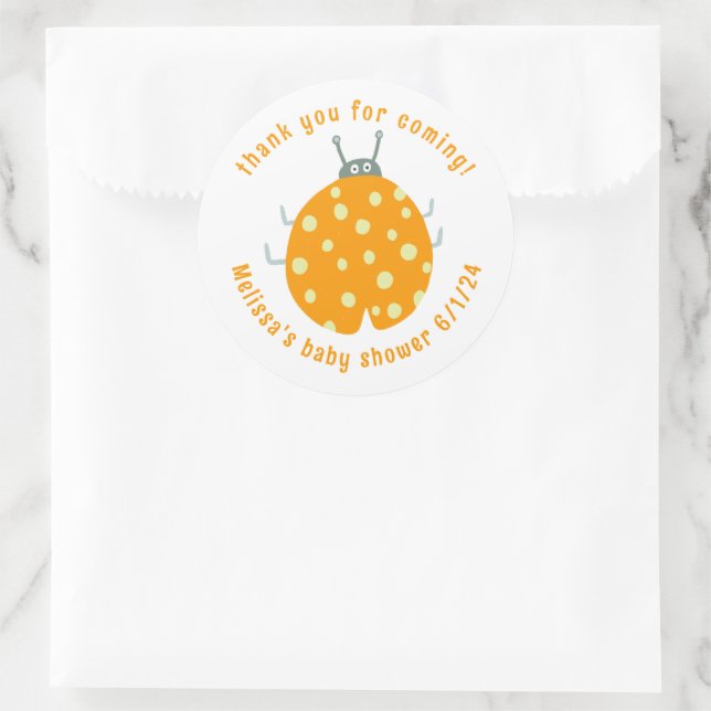 Niedlich Ladybug Vielen Dank CUSTOM Babydusche Runder Aufkleber (Tasche)