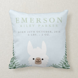 Niedlich Lama Birth Announcement Stats Kinderzimme Kissen