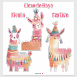 Niedlich Lama Watercolor Cinco de Mayo Aufkleber