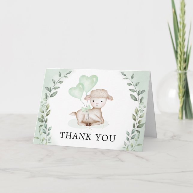 Niedlich Lamb Baby Sheep Greenery Eucalyptus Viele Karte (Vorderseite)