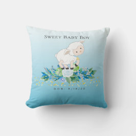Niedlich Lamb Blue Floral Boy Baby DOB Kissen